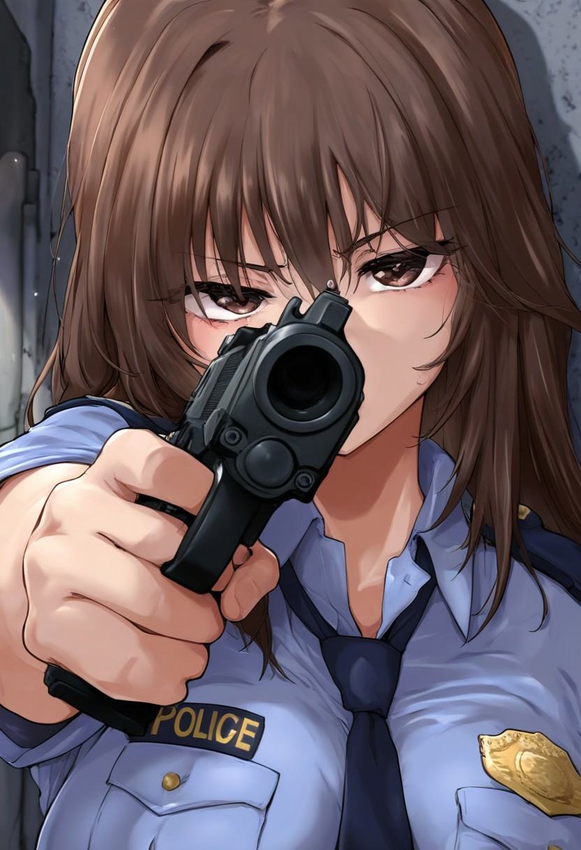 seur@ is@go_XL,  police woman (brown hair,  long hair on Tensor.Art