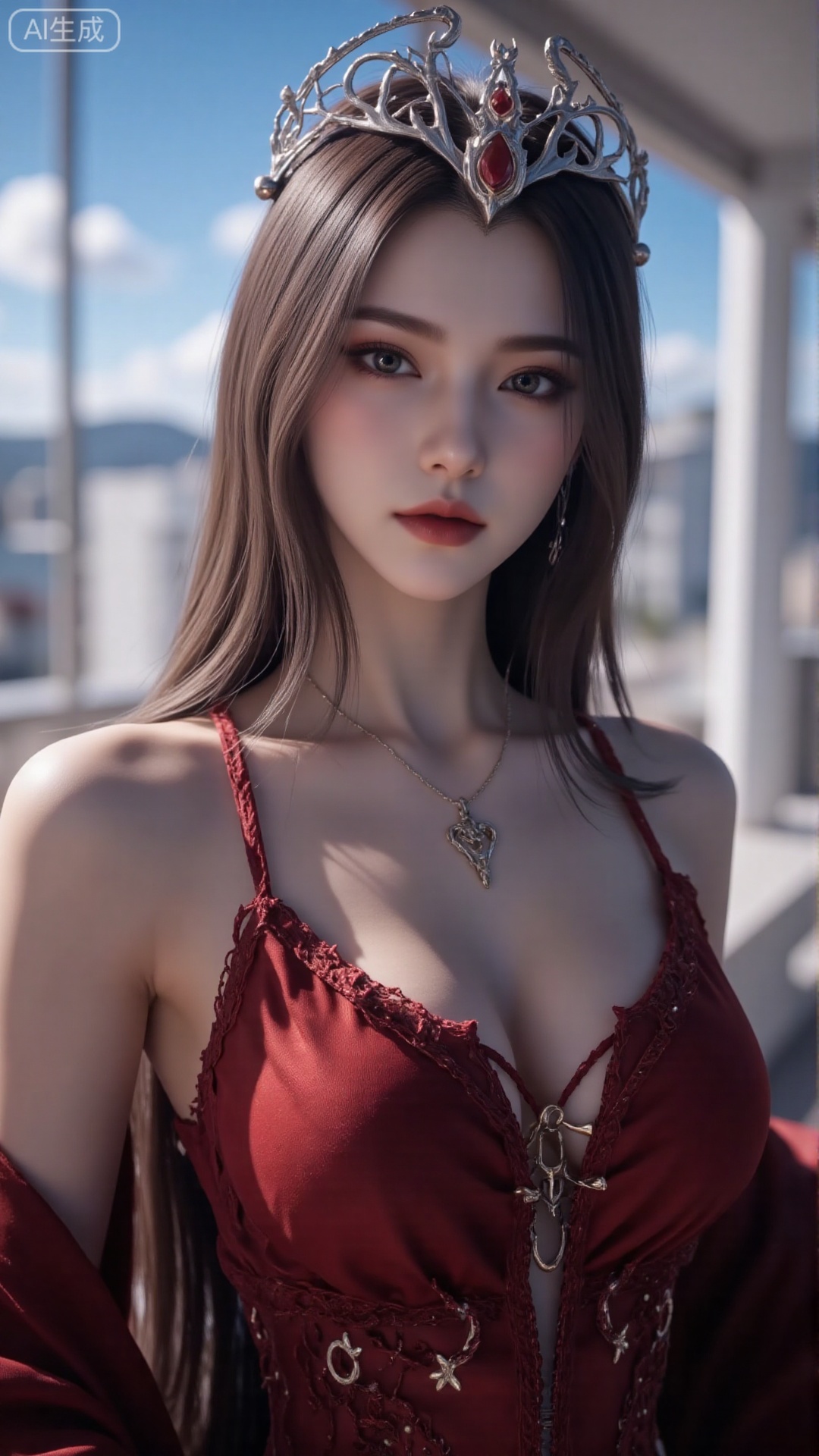 Very detailed face, extremely detailed eyes and face, blue eyes, (vacuum), 8K wallpaper, light leak, beautiful and detailed girl, extremely detailed CGUnity8K wallpaper, an extremely detailed and beautiful, beautiful and detailed eyes, masterpiece, best quality, Real photo level, (frontal shooting panoramic perspective), ( (Full body photo)), dynamic angle, dynamic pose, solo, ancient style silver hairpin with petals, blue sky and white clouds, (C cup), (huge round breasts), slender legs, super good figure, stunning beauty, (whole body in the mirror) , (wearing Lolita nightgown), (light reflects the shadow of the body through the clothes),vacuum,bare and smooth