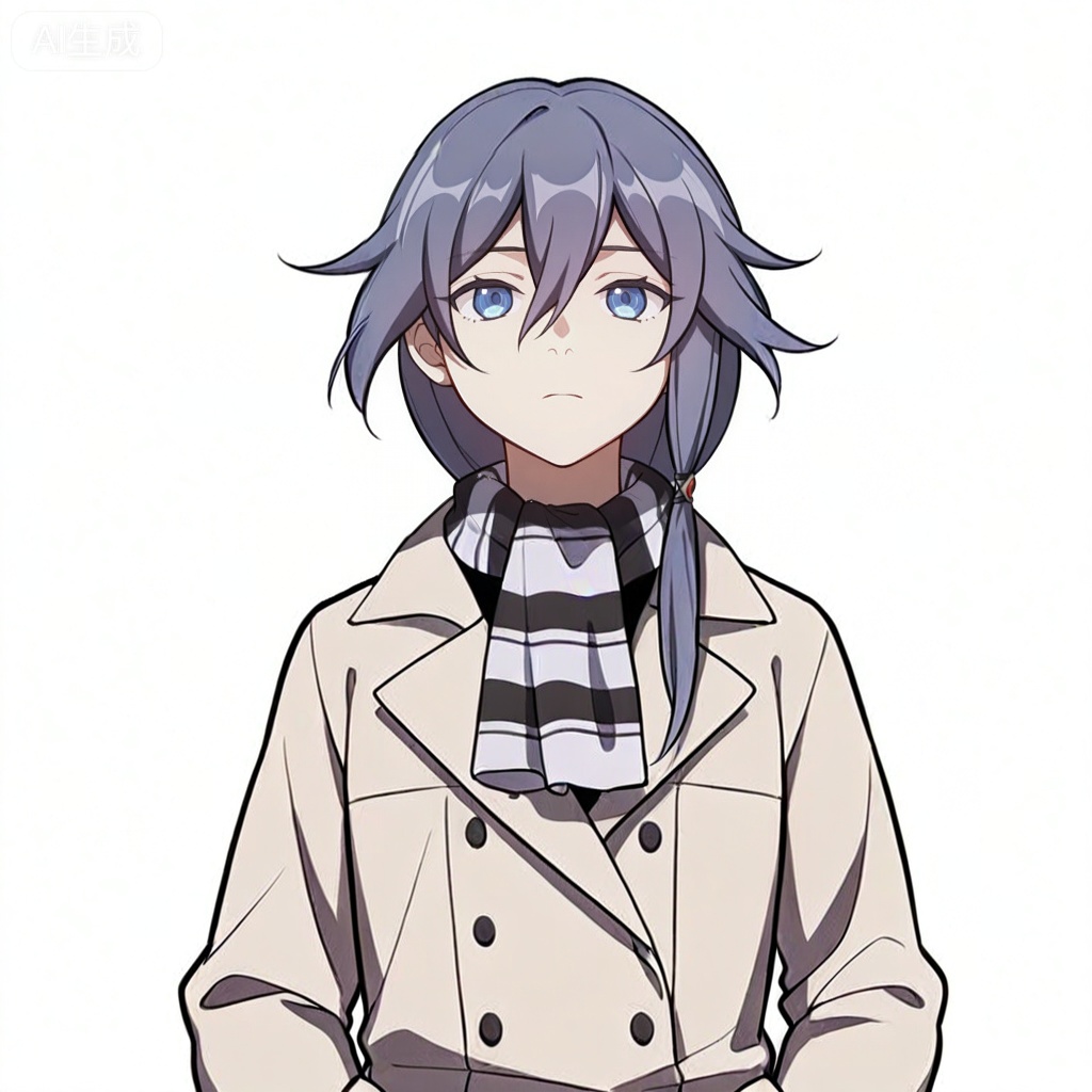 masterpiece, best quality,solo,((white background:1.2)),simple background,, 
looking at viewer,manga_style,fu hua,coat,jacket,black legwear,boots,double-breasted,knee boots,lace-up boots,black footwear,checkered scarf