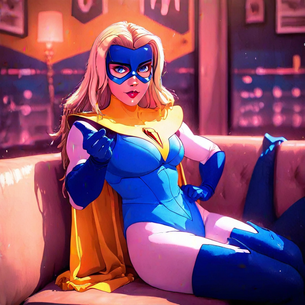 Blonde_Blazer,  blue thigh boots,  solo on Tensor.Art
