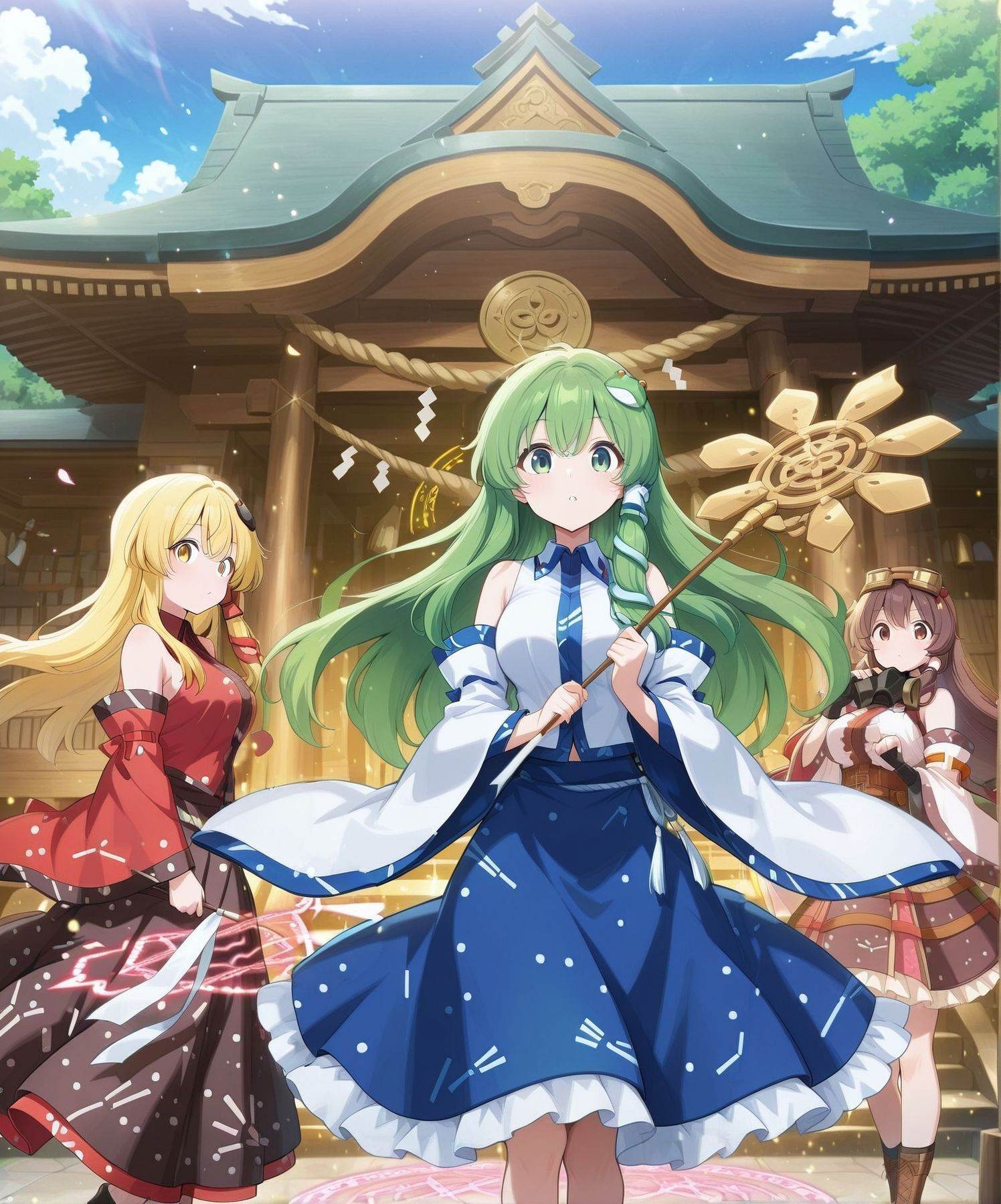 3girls,  dynamic pose,  outdoors on Tensor.Art