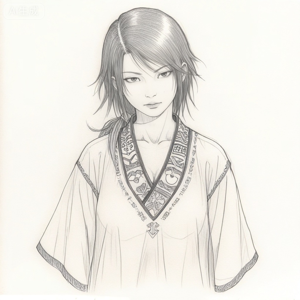 masterpiece, best quality,solo,white background,simple_background,artist:houcuogu,houcuogu_style,monochrome,traditional media,sketch