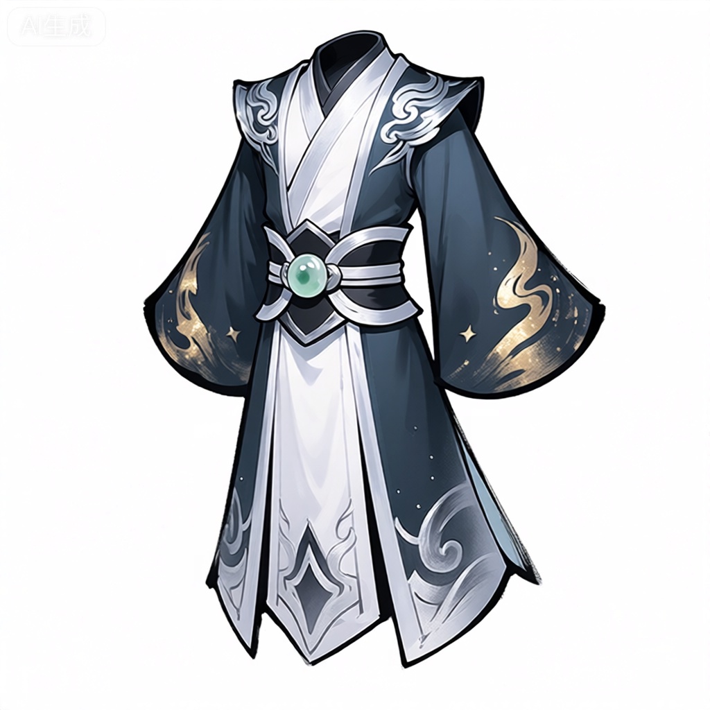 GFTB,
这是国风水墨风格的游戏侠客劲装图标。该劲装以深墨色为主调,辅以银丝勾勒点缀。高耸的立领上绣着精致的银色云纹图案,似有风云在颈间流转。宽大的袖口采用蓬松设计,其上用淡墨与银粉绘就出如星辰般的金箔状图案,在光影下闪烁微光。腰间束着一条黑白相间的腰带,中央镶嵌着一块似玉非玉的圆形装饰,泛着温润光泽。服装下半部分在白色底色上晕染着复杂的银色暗纹,似古老神秘的符文。整体设计潇洒飘逸、俊朗不凡,融合了武侠与奇幻元素。图标以干净留白的背景衬托,凸显出服装的细节与水墨韵味。







