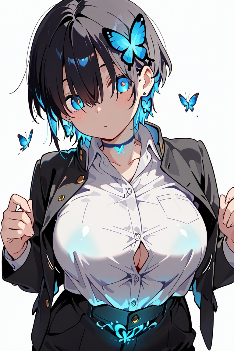 Kiyoka-chan,  Hair over eyes,  Blue eyes_red dots on Tensor.Art