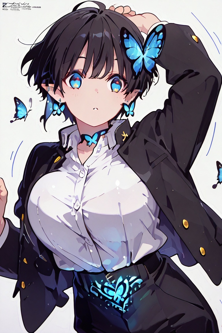 Kiyoka-chan,  Hair over eyes,  Blue eyes_red dots on Tensor.Art