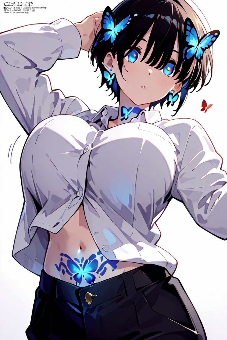 Kiyoka-chan,  Hair over eyes,  Blue eyes_red dots on Tensor.Art