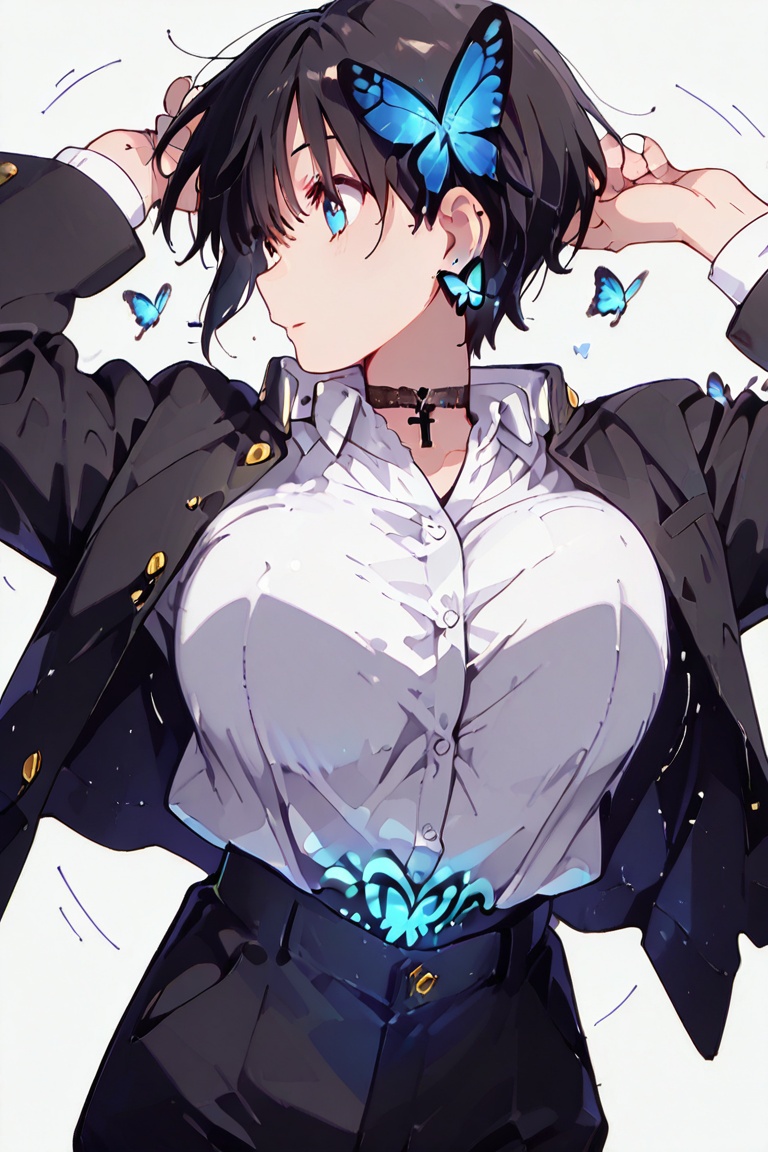Kiyoka-chan,  Hair over eyes,  Blue eyes_red dots on Tensor.Art