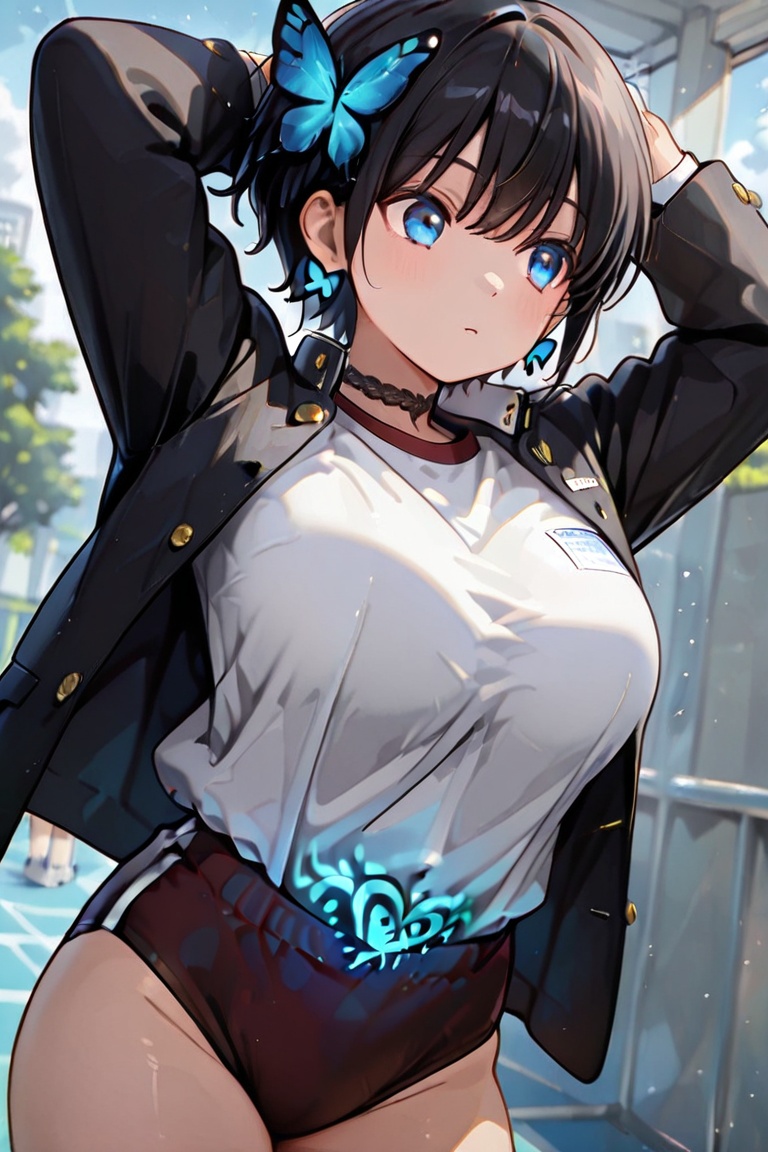 Kiyoka-chan,  Hair over eyes,  Blue eyes_red dots on Tensor.Art