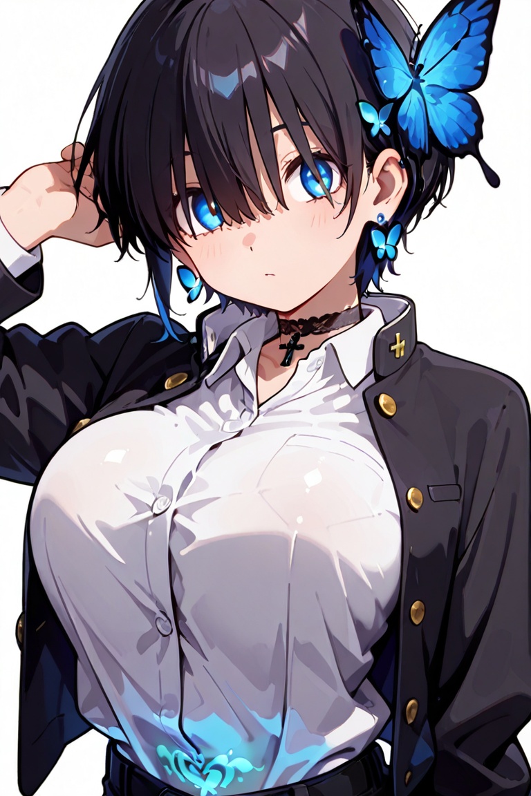 Kiyoka-chan,  Hair over eyes,  Blue eyes_red dots on Tensor.Art