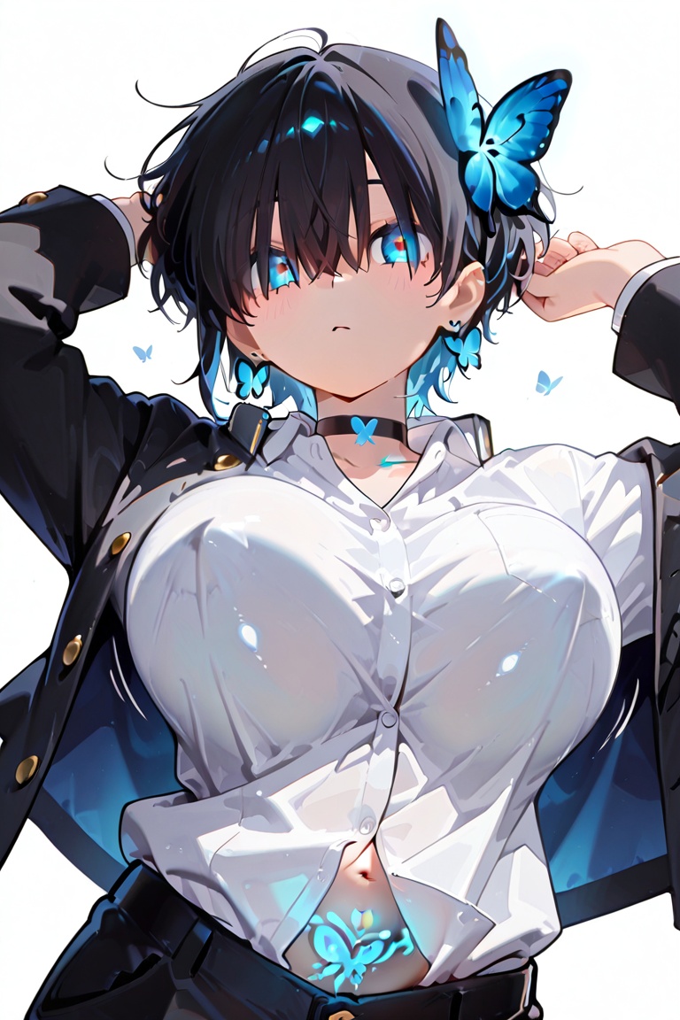 Kiyoka-chan,  Hair over eyes,  Blue eyes_red dots on Tensor.Art