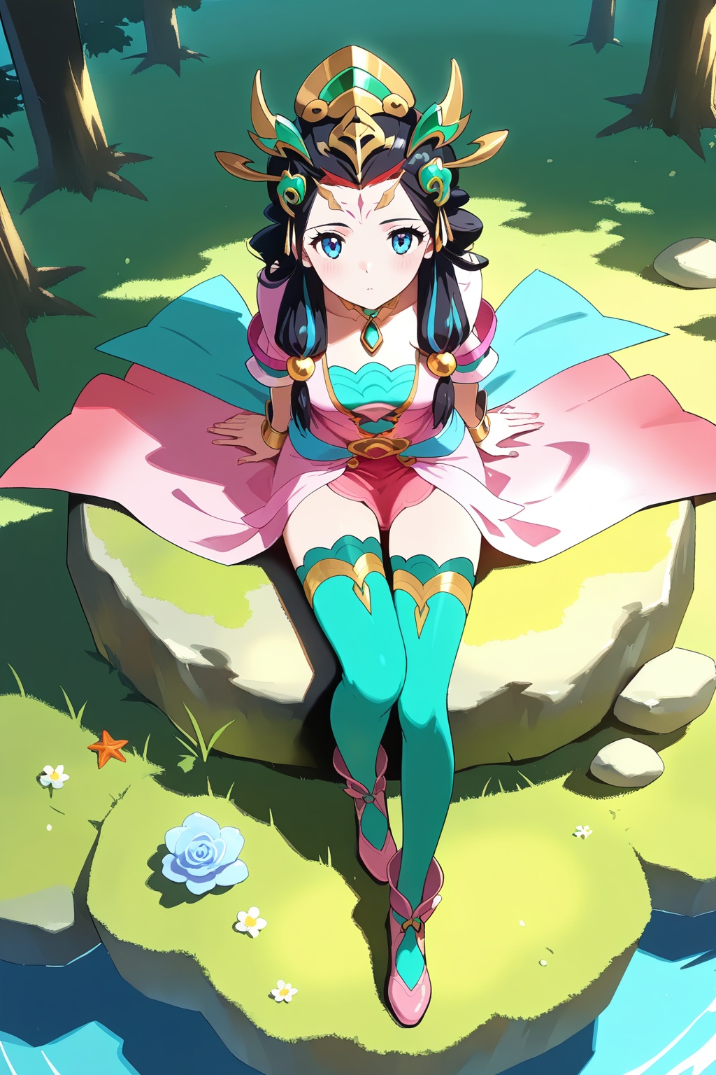 Random scene,  Random scene,  Sitting on a rock on Tensor.Art