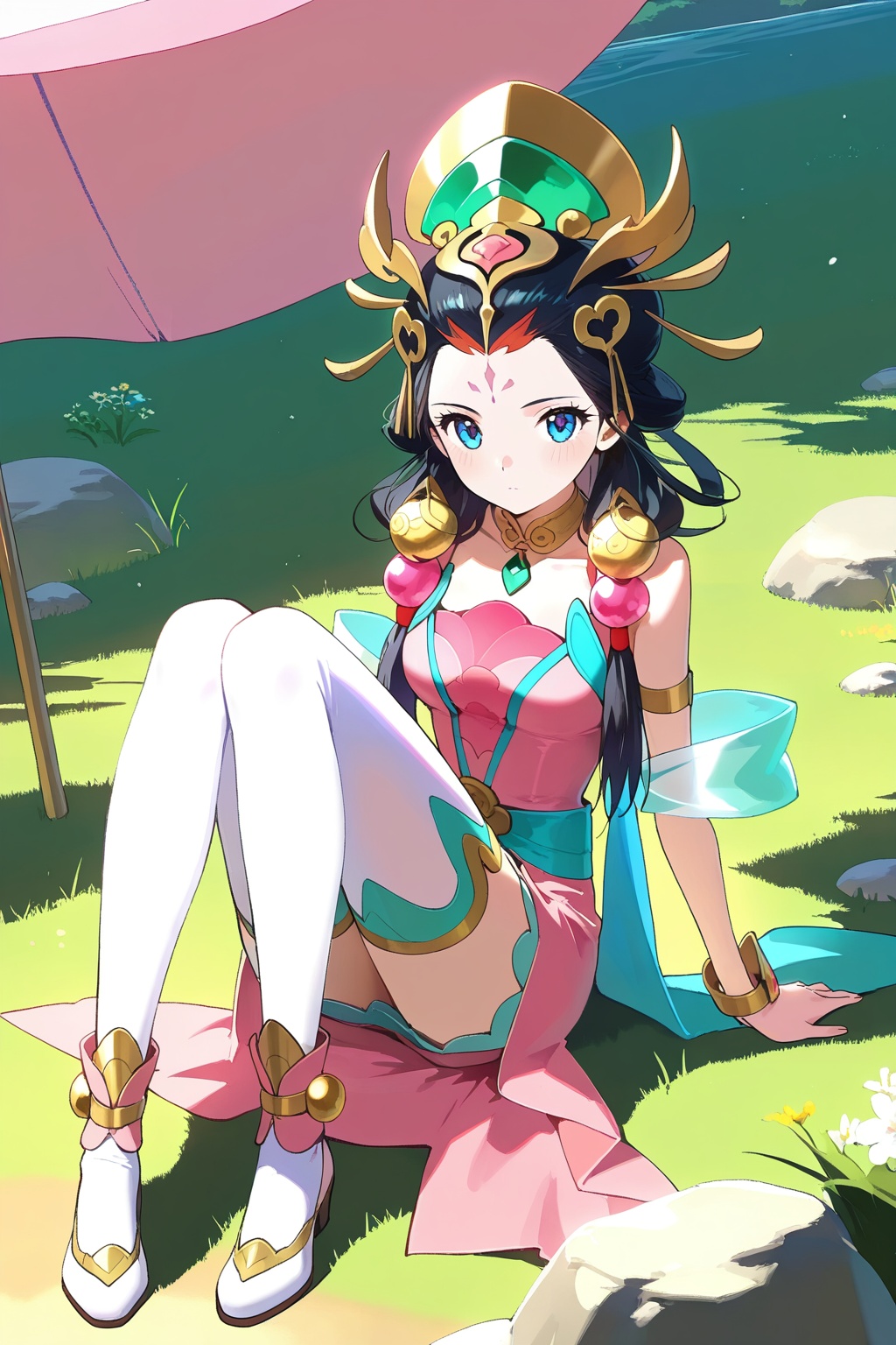 Random scene,  Random scene,  Sitting on a rock on Tensor.Art