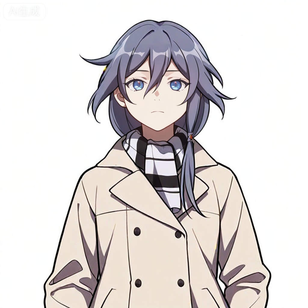 masterpiece, best quality,solo,((white background:1.2)),simple background,, 
looking at viewer,manga_style,fu hua,coat,jacket,black legwear,boots,double-breasted,knee boots,lace-up boots,black footwear,checkered scarf