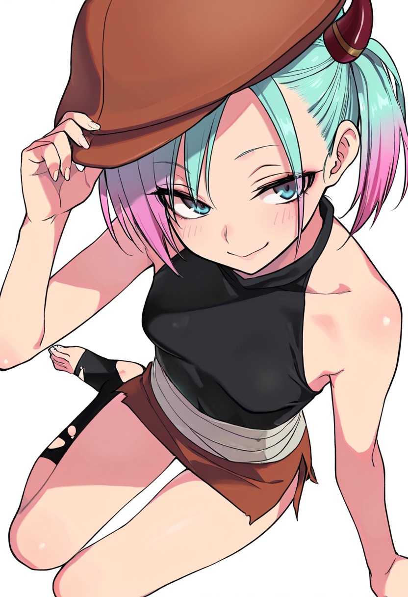 masterpiece,  high quality details,  hand on headwear on Tensor.Art
