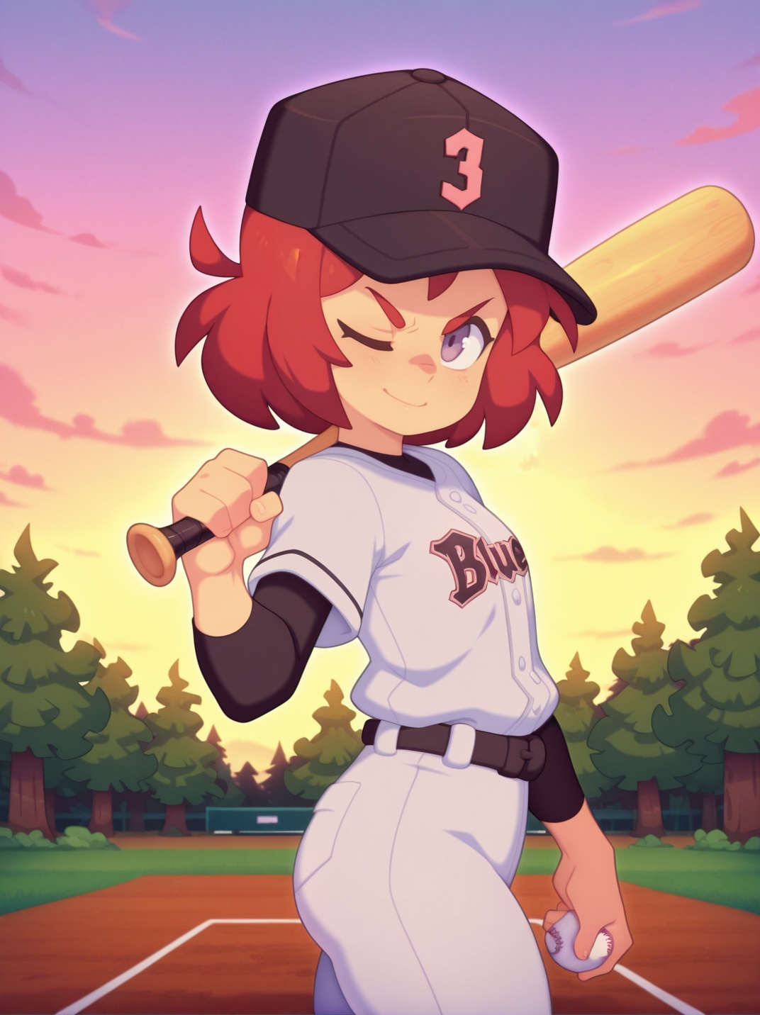 BlueBreedXL,  1girl,  holding a baseball bat on Tensor.Art