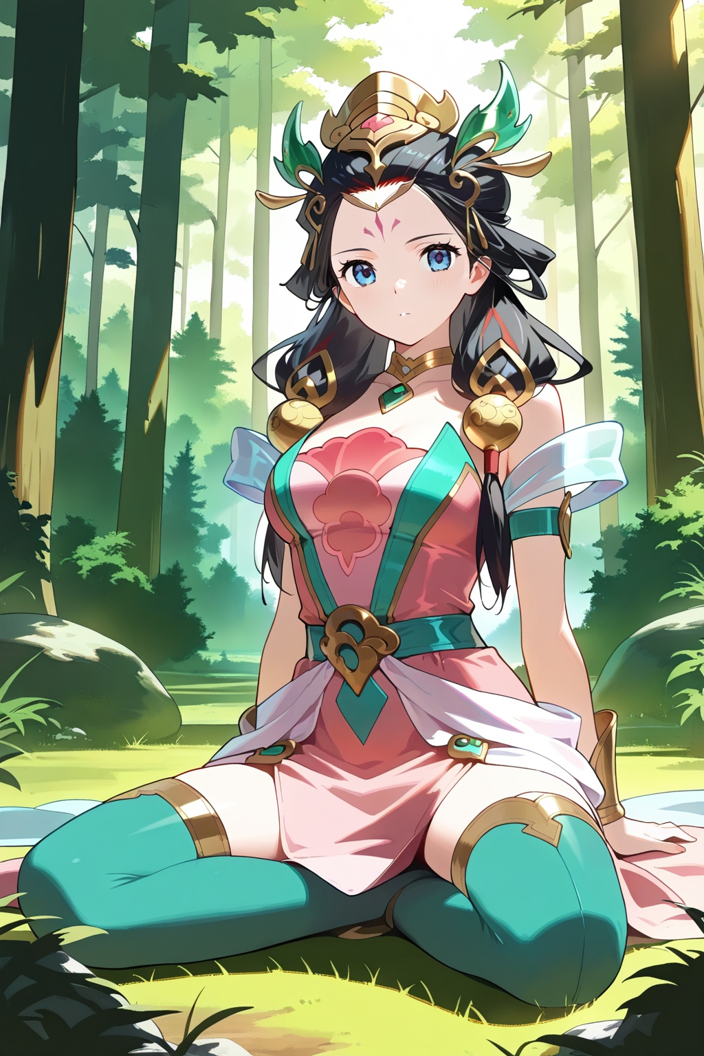 Forest,  Forest Sitting on a rock, on Tensor.Art
