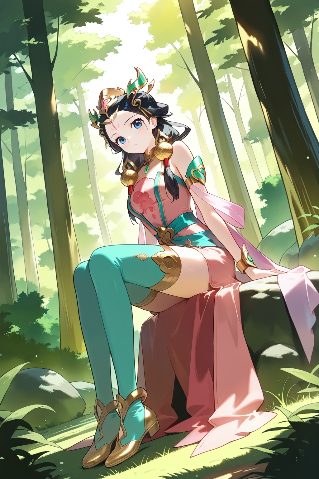 Forest,  Forest Sitting on a rock, on Tensor.Art