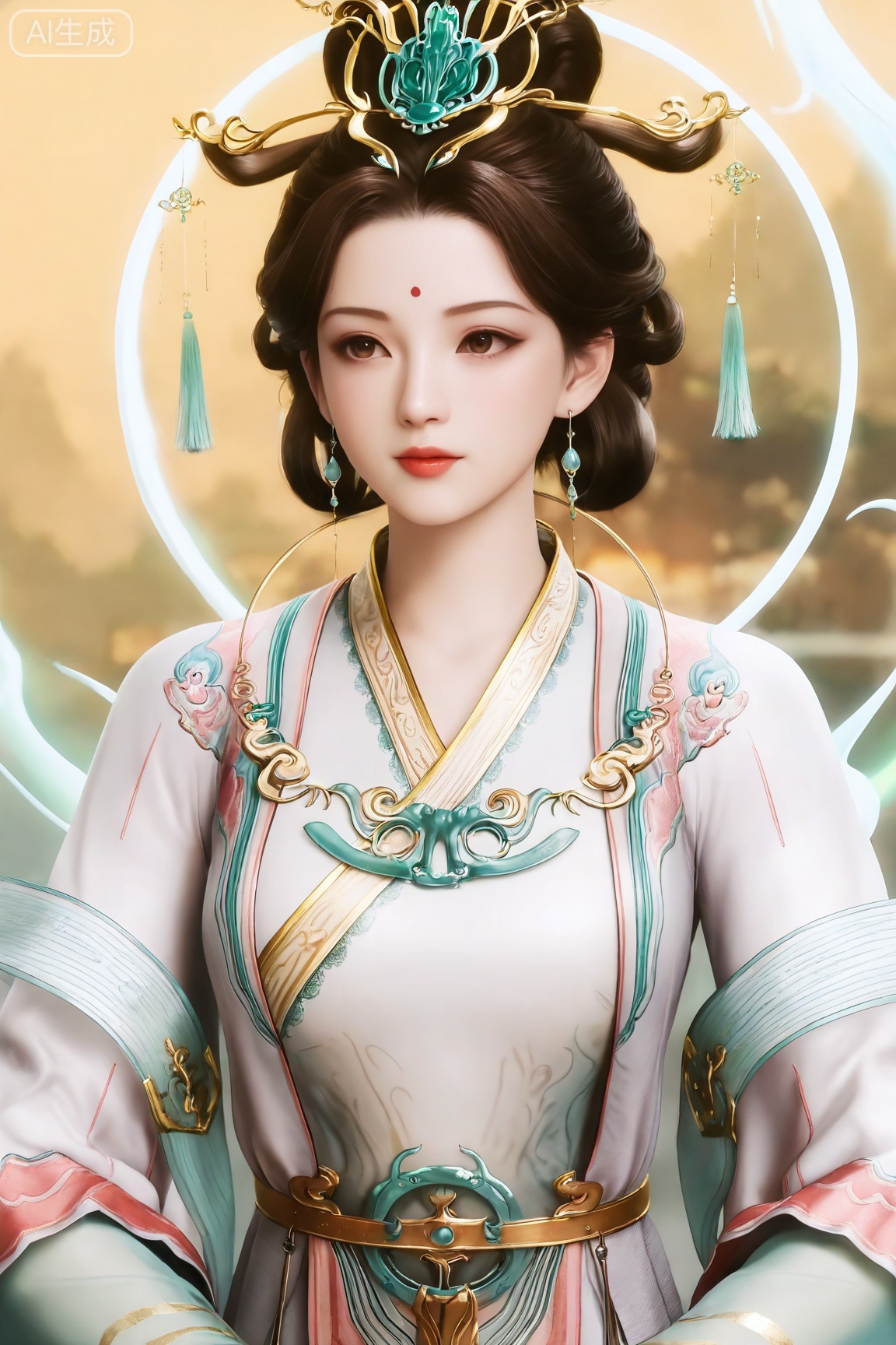 XWM,1girl, solo, brown hair, hair ornament, long sleeves, dress, brown eyes, jewelry, upper body, earrings, chinese clothes, forehead mark
master work,32K,UHD,perfect work,masterpiece,best quality,high quality,ultra-detailed,(guofeng aesthetic),cinematic lighting,delicate details,vibrant colors, sgrainy,detailed skin,photorealistic,realistic skin,texture,grainy,photorealistic, “golden hour,” “volumetric light,”,