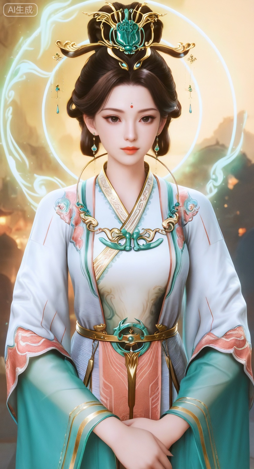 XWM,1girl, solo, brown hair, hair ornament,closed mouth, long sleeves, dress, brown eyes, jewelry, earrings, chinese clothes, forehead mark,black eyes, lips,
master work,32K,UHD,perfect work,masterpiece,best quality,high quality,ultra-detailed,(guofeng aesthetic),cinematic lighting,delicate details,vibrant colors, sgrainy,detailed skin,photorealistic,realistic skin,texture,grainy,photorealistic, “golden hour,” “volumetric light,”,