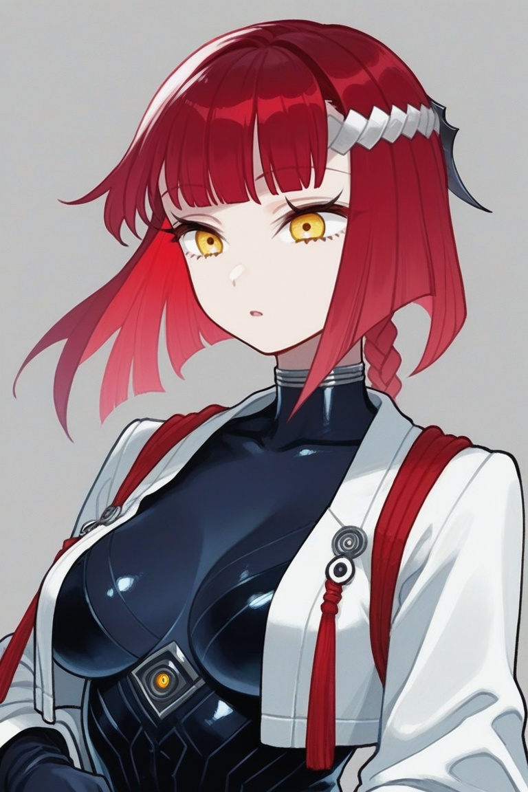 hibari_esashi,  red hair,  simgle braid on Tensor.Art