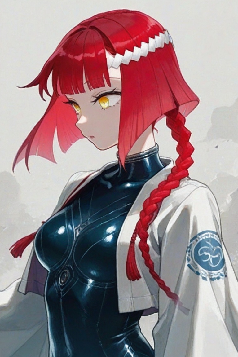 hibari_esashi,  red hair,  simgle braid on Tensor.Art