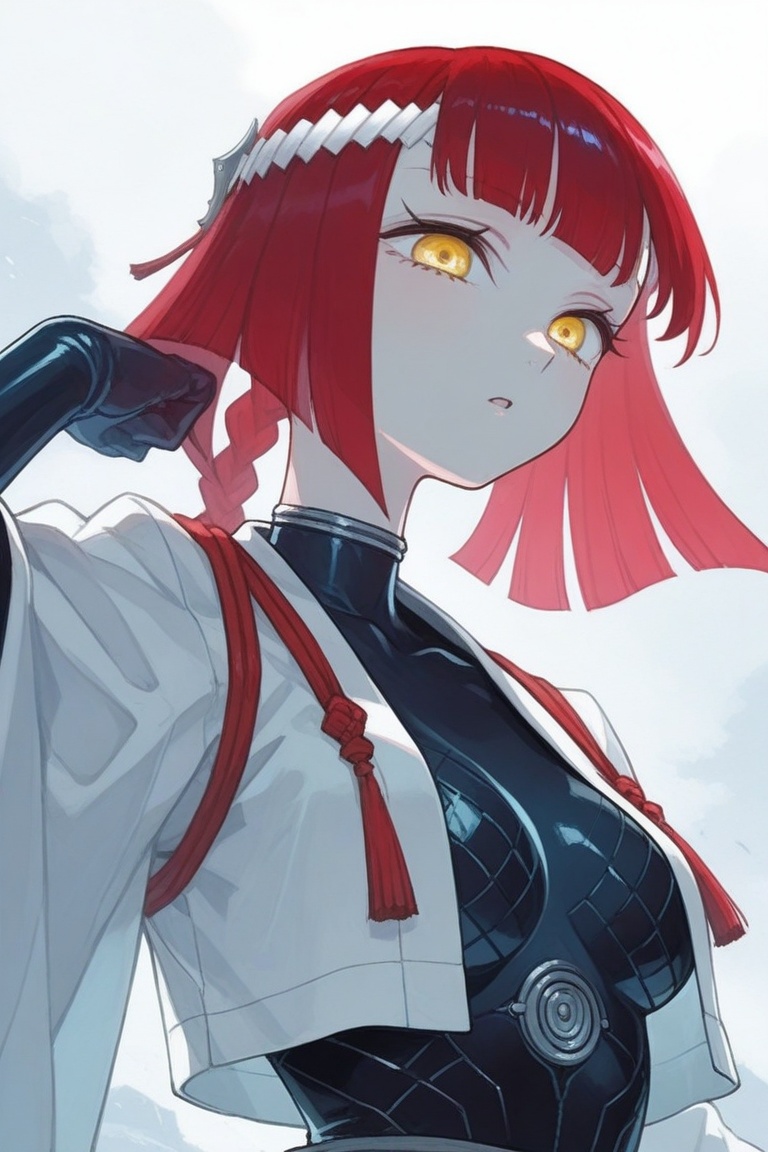 hibari_esashi,  red hair,  simgle braid on Tensor.Art