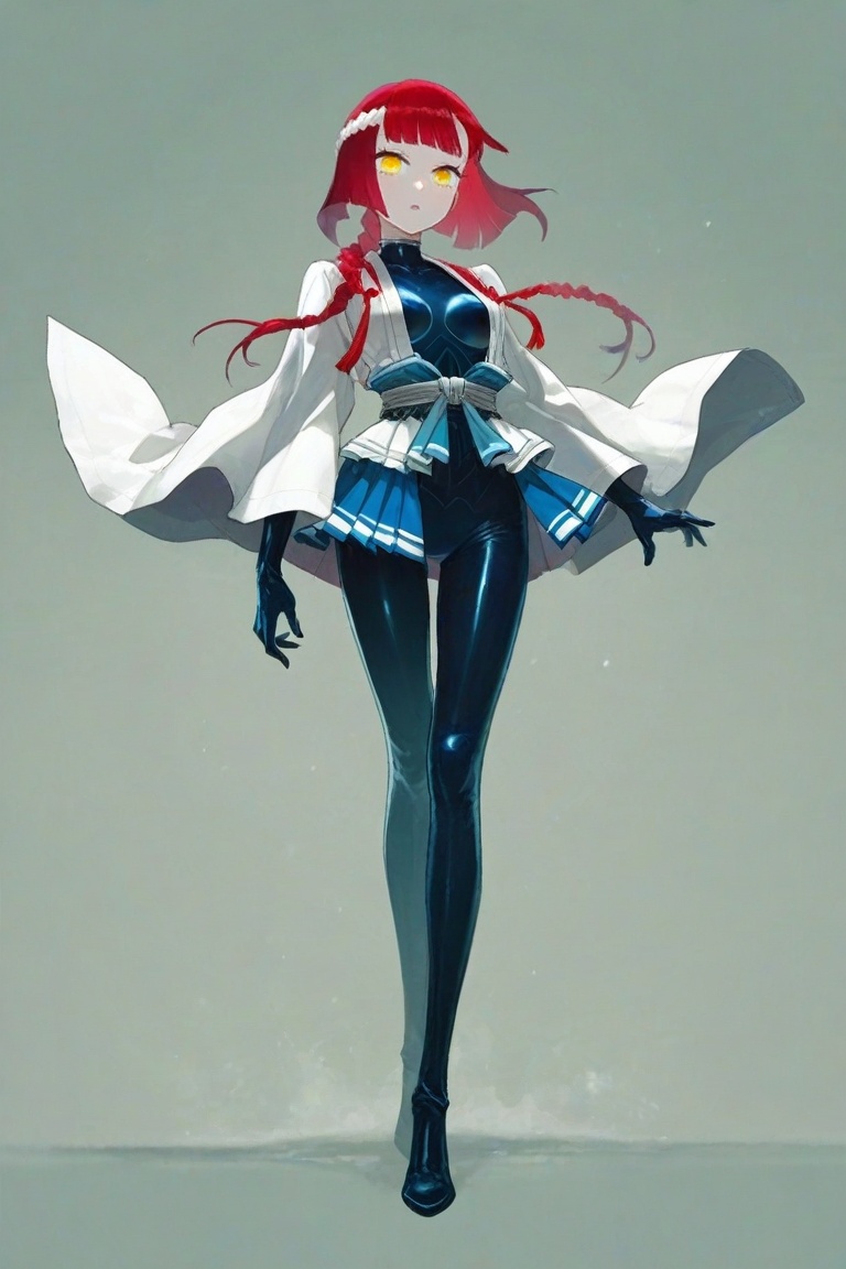 hibari_esashi,  red hair,  simgle braid on Tensor.Art