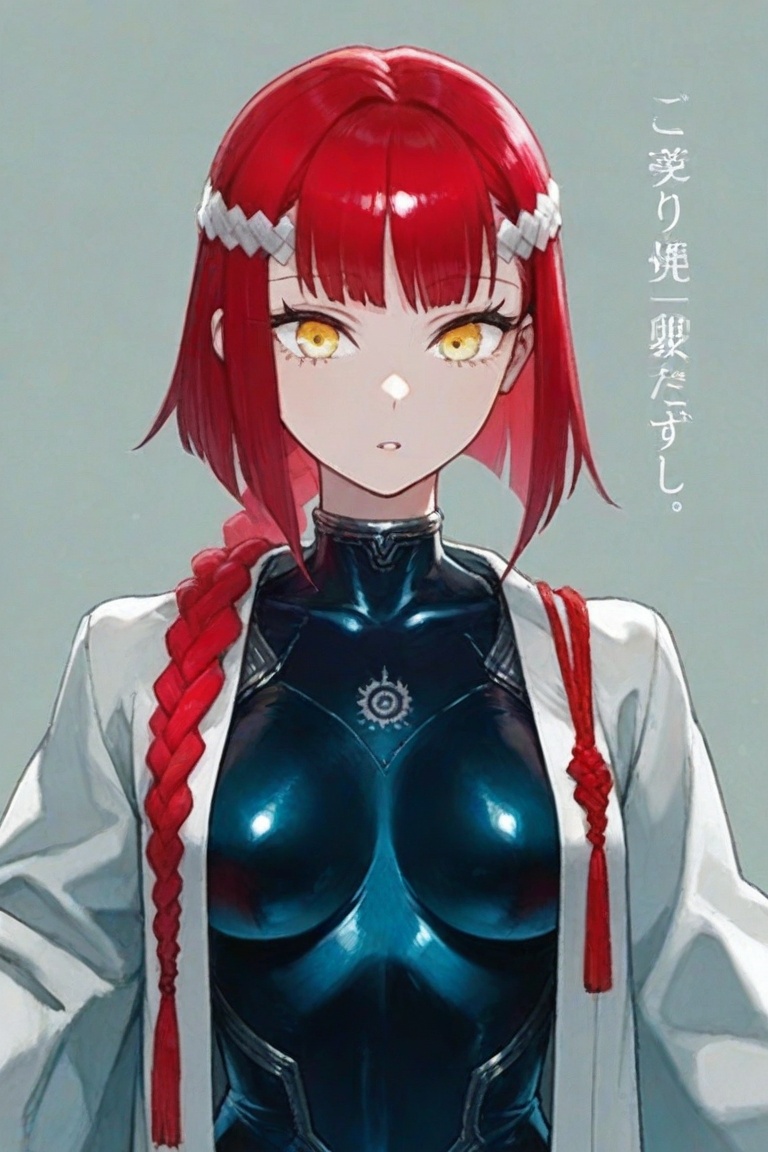 hibari_esashi,  red hair,  simgle braid on Tensor.Art