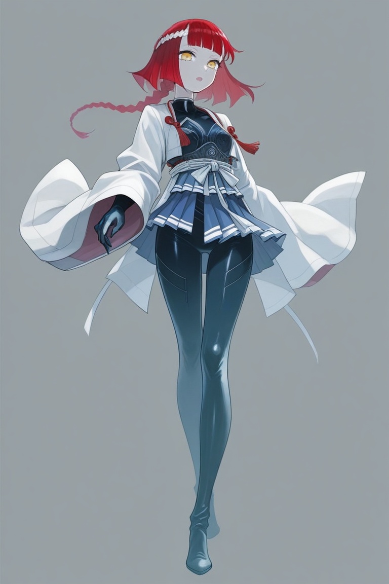 hibari_esashi,  red hair,  simgle braid on Tensor.Art