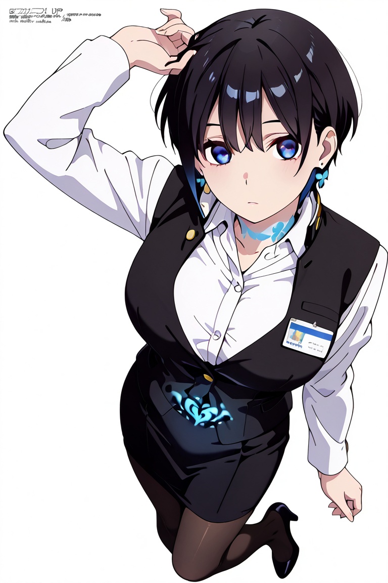 Beautiful black hair ,  //Clothes (Big breasts clothing bulge,  beautiful big boob tent) on Tensor.Art
