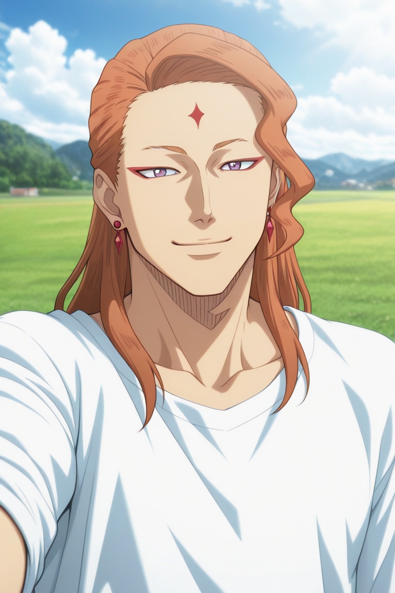 fuegilion-1male focus,  orange_fuegilion_hair,  purple_fuegilion_eyes on Tensor.Art