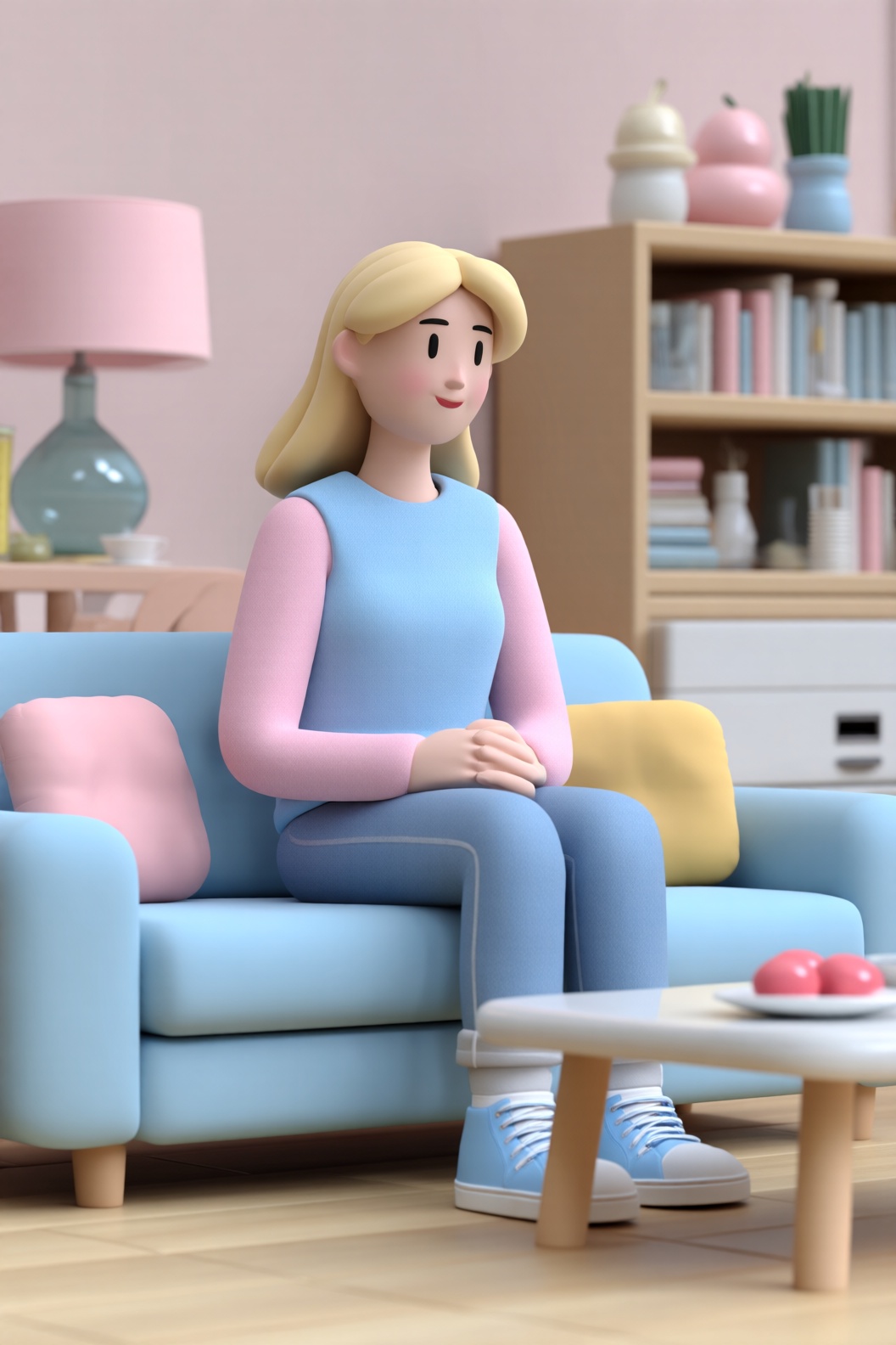 ff-pr,  a woman sitting on a sofa on Tensor.Art