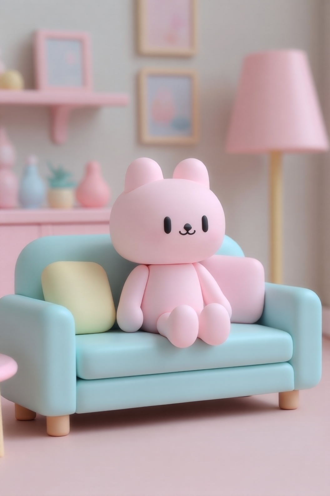 ff-pr,  a cute character sitting on a pastel couch,  pastel_toyhouse_style on Tensor.Art