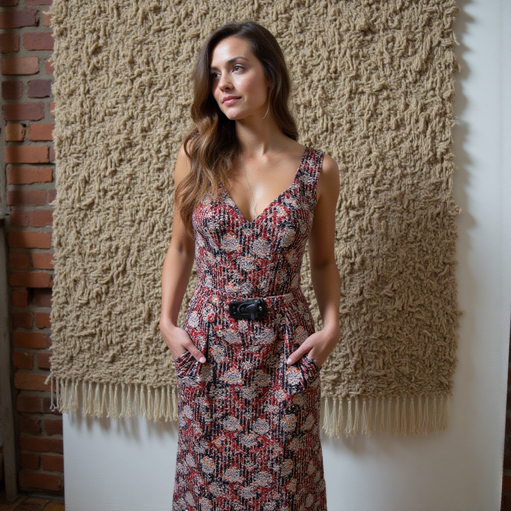 sustainable fashion,  industrial background,  tapestry on Tensor.Art