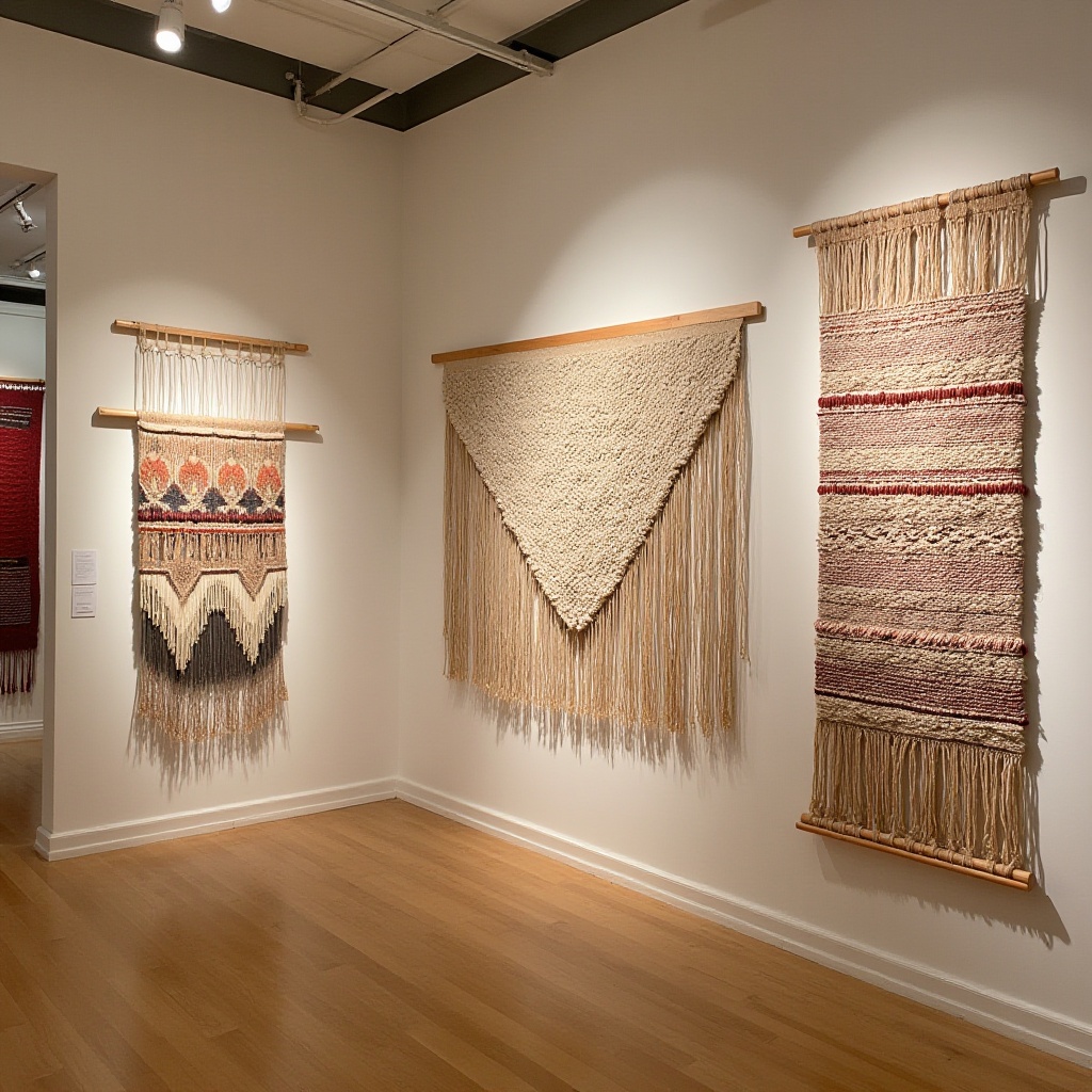 wooden loom frames,  warm lighting,  handwoven tapestry on Tensor.Art