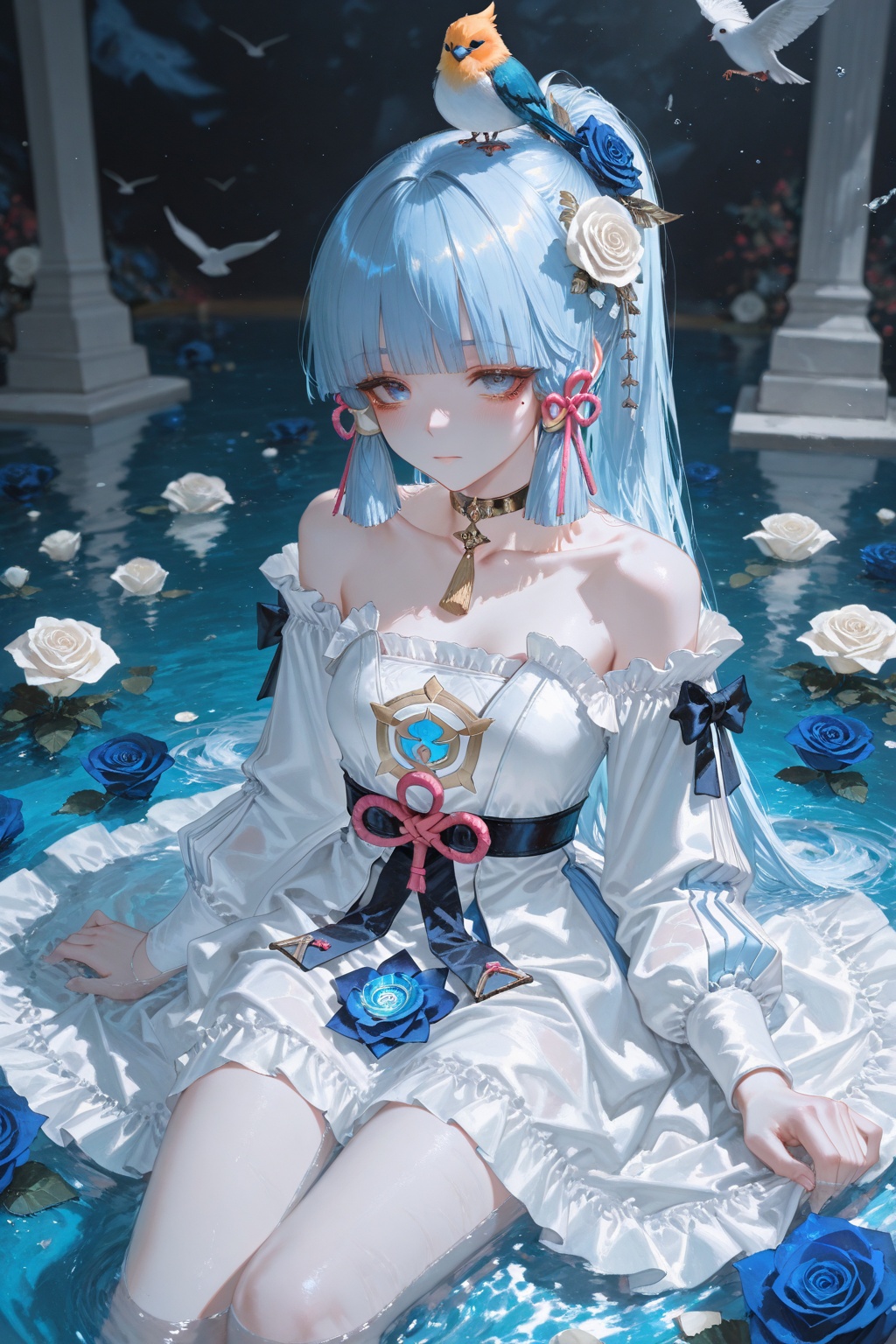 ZF,  Kamizato Ayaka(‌Genshin Impact),  blue hair on Tensor.Art