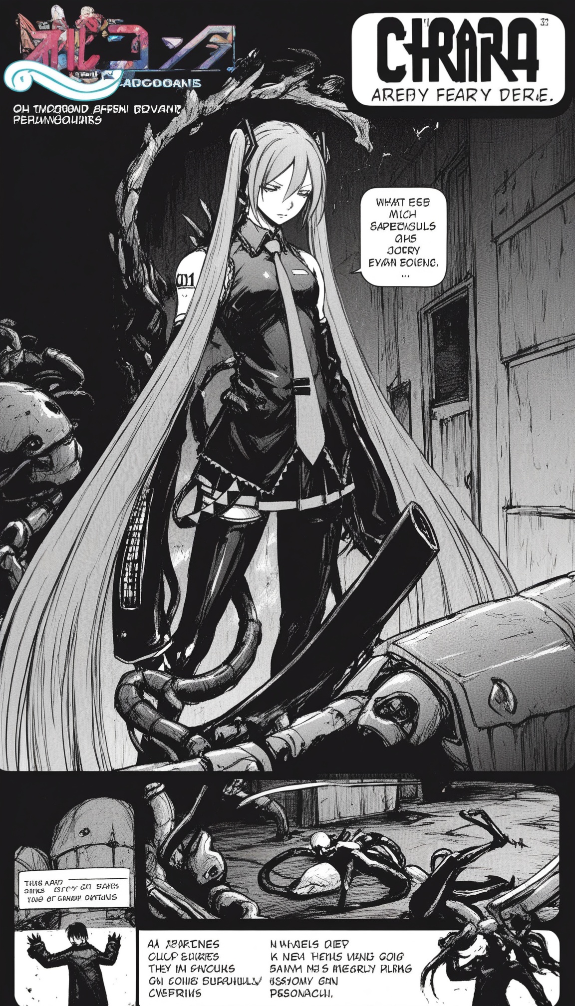 n1h31,  aesthetics by tsutomo nihei,  title poster illustration english text titled 'chroma' on Tensor.Art