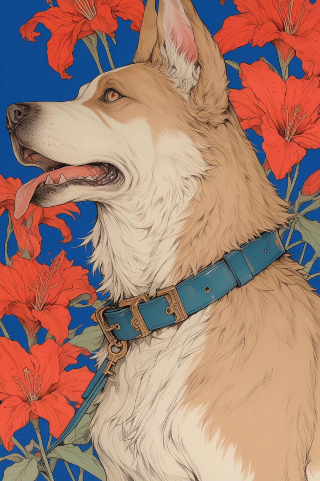 dog,  open mouth,  simple background on Tensor.Art
