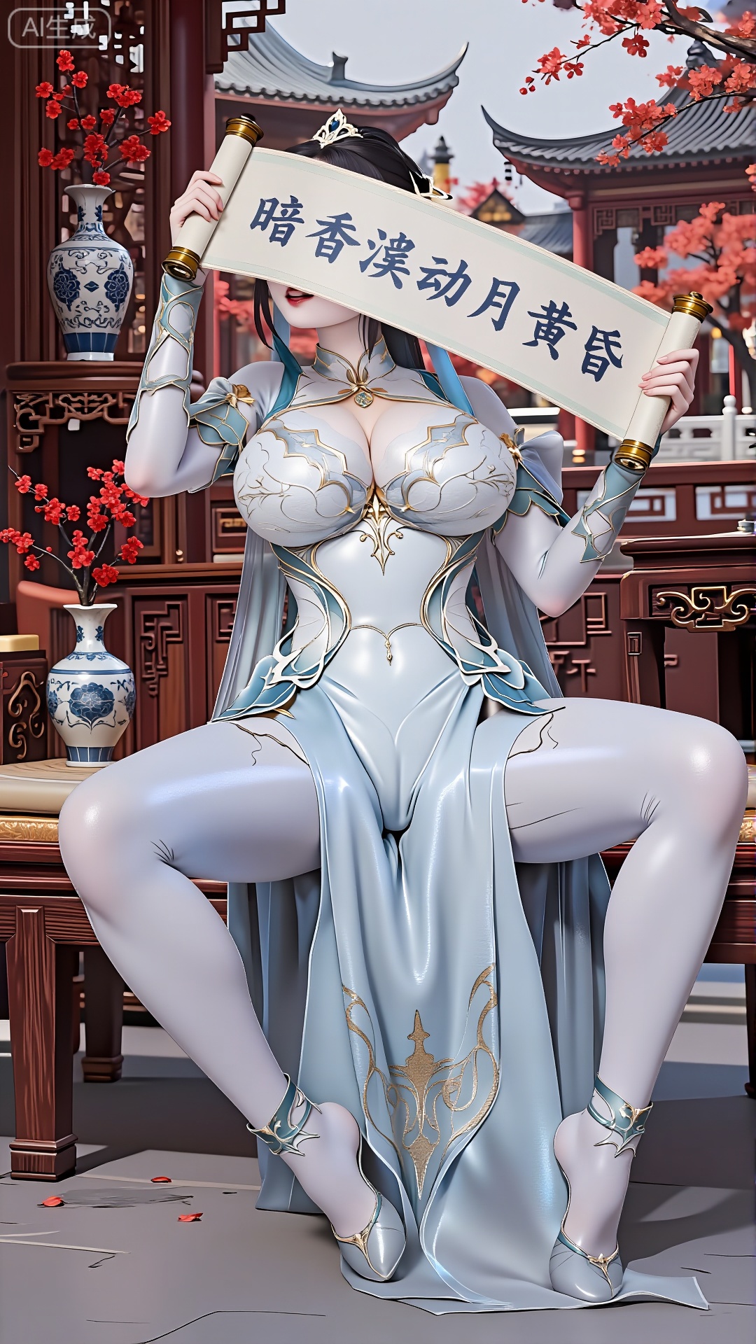 融合国风元素。图片描绘了一个叫,  luxueqi,  的女角色 on Tensor.Art