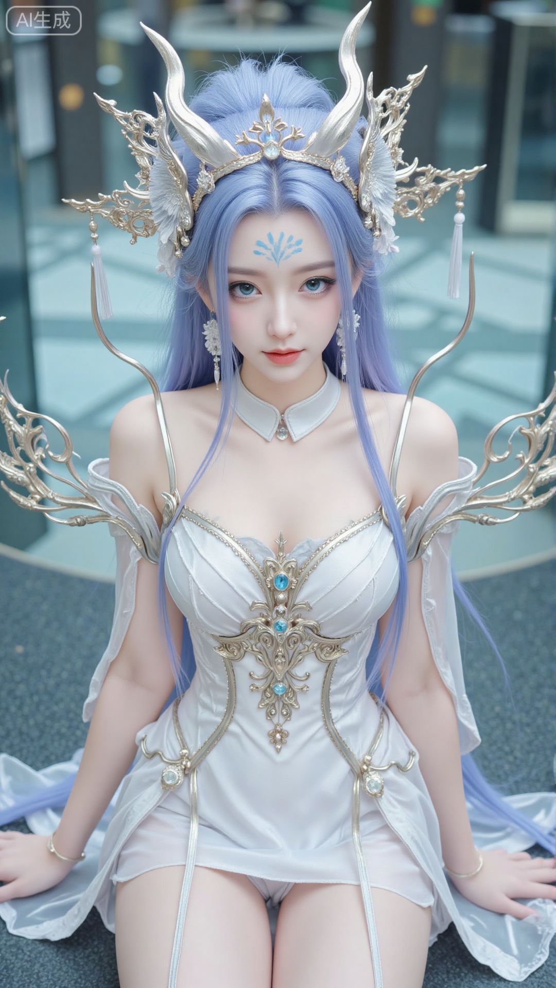 1girl, white wedding dress,looking at viewer, mischevious smile, perfect body, scenery, sharp focus, best quality, masterpiece, detailed outfit, illustration, perfect eyes, finely detailed beautiful anime eyes, realistic skin, intricate details, best lighting, depth of field, ultra high resolution, cowboy_shot, bride