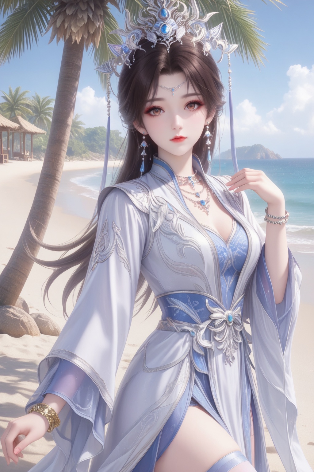 Beach,  Beach,  Coconut tree on Tensor.Art