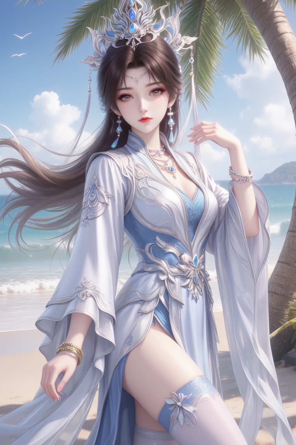 Beach,  Beach,  Coconut tree on Tensor.Art
