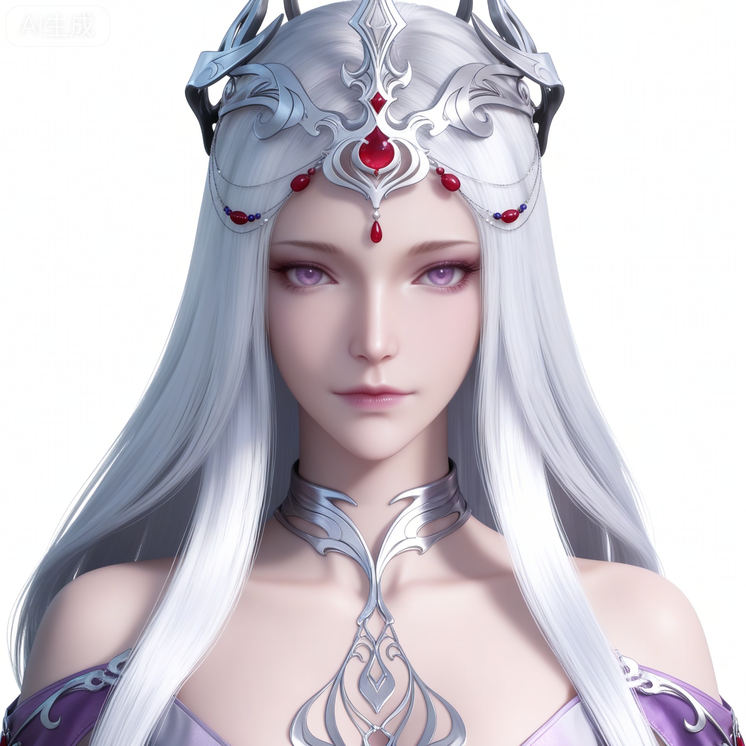 lvjing,
masterpiece,high quality,tall,game cg,highres,(soft light:1.2),white_skin,(shiny_skin:0.6),(realistic:1.1),white_background,simple background,,bosaixi,1girl,solo,hair ornament,long hair,upper body,white background,(long face:1.1),looking at viewer,bare shoulders,white hair,closed mouth,simple background,purple eyes,collar,









