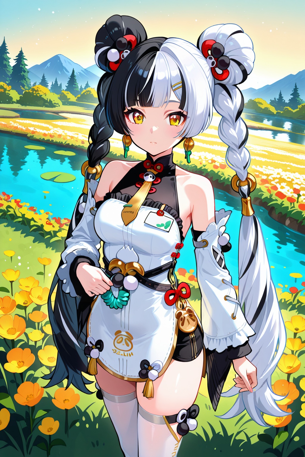 Pond,  Pond,  flower field on Tensor.Art