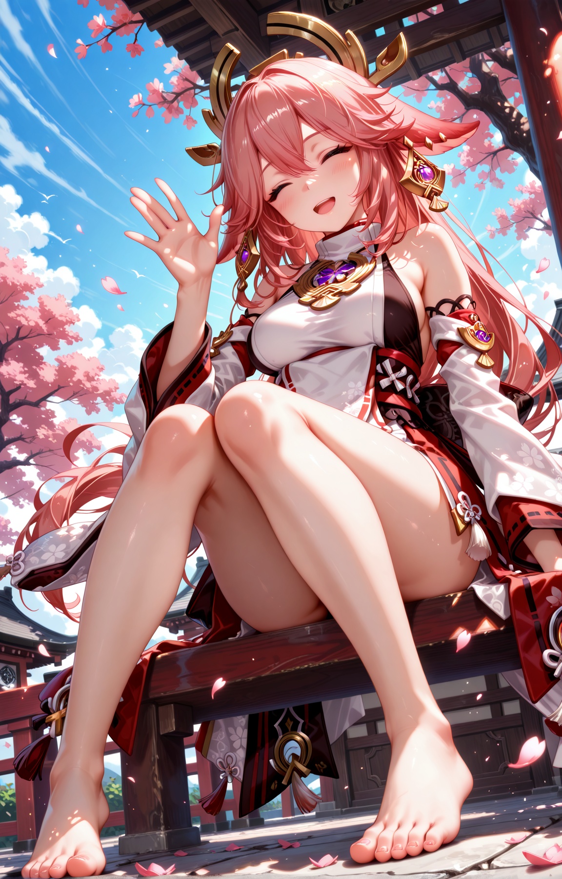 1girl,  yae miko from Genshin Impact,  sitting on Tensor.Art