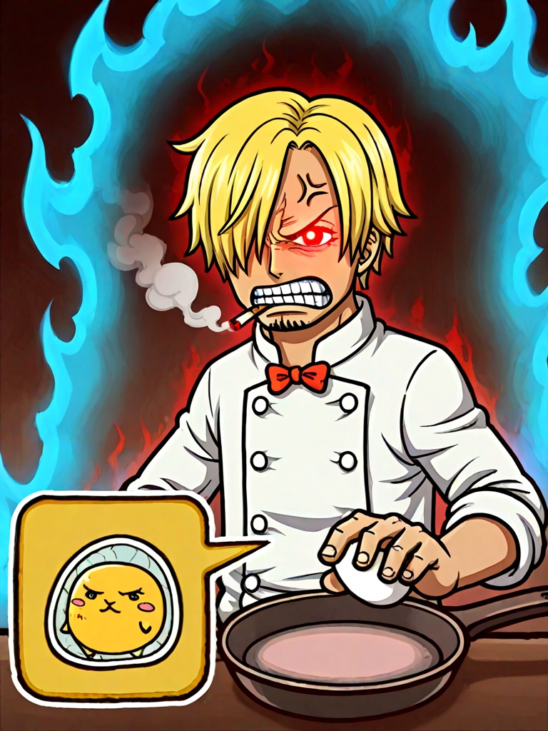 narumonoka,  holding egg,  sanji \(one piece\) on Tensor.Art