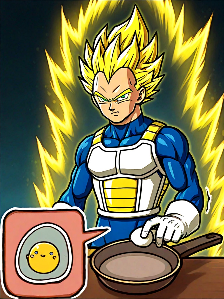 narumonoka,  holding egg,  super saiyan on Tensor.Art