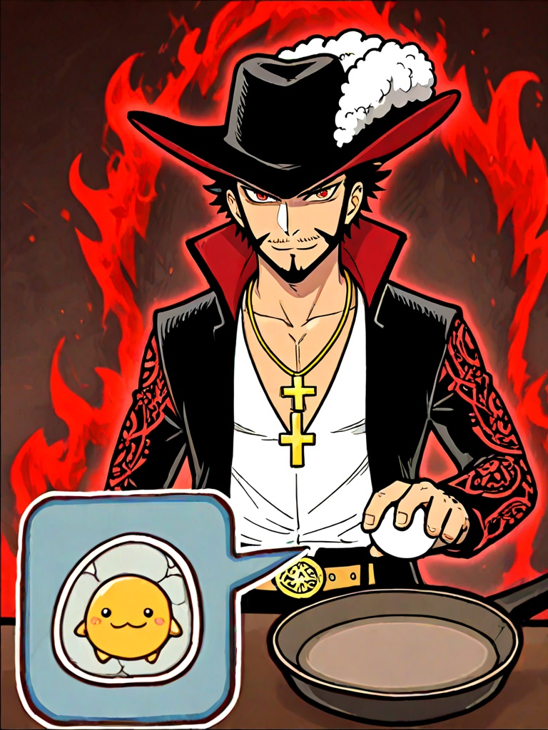 narumonoka,  holding egg,  dracule mihawk on Tensor.Art