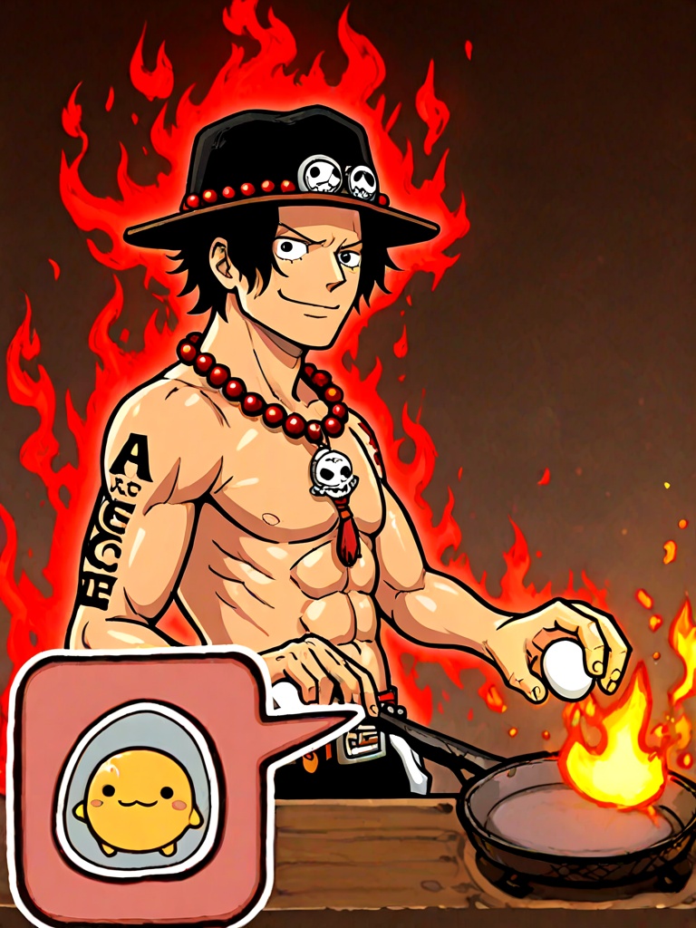 narumonoka,  holding egg,  portgas d. ace on Tensor.Art