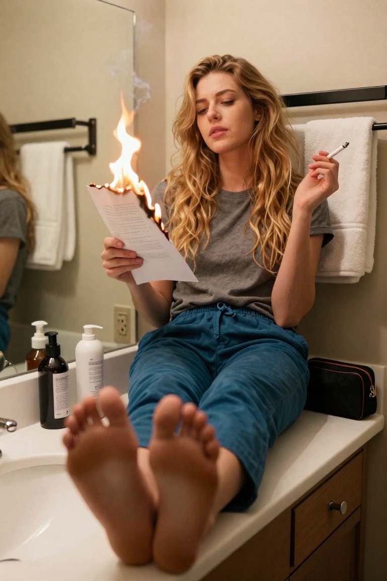 A candid-style photo of a young woman with long,  wavy,  honey-blonde hair on Tensor.Art